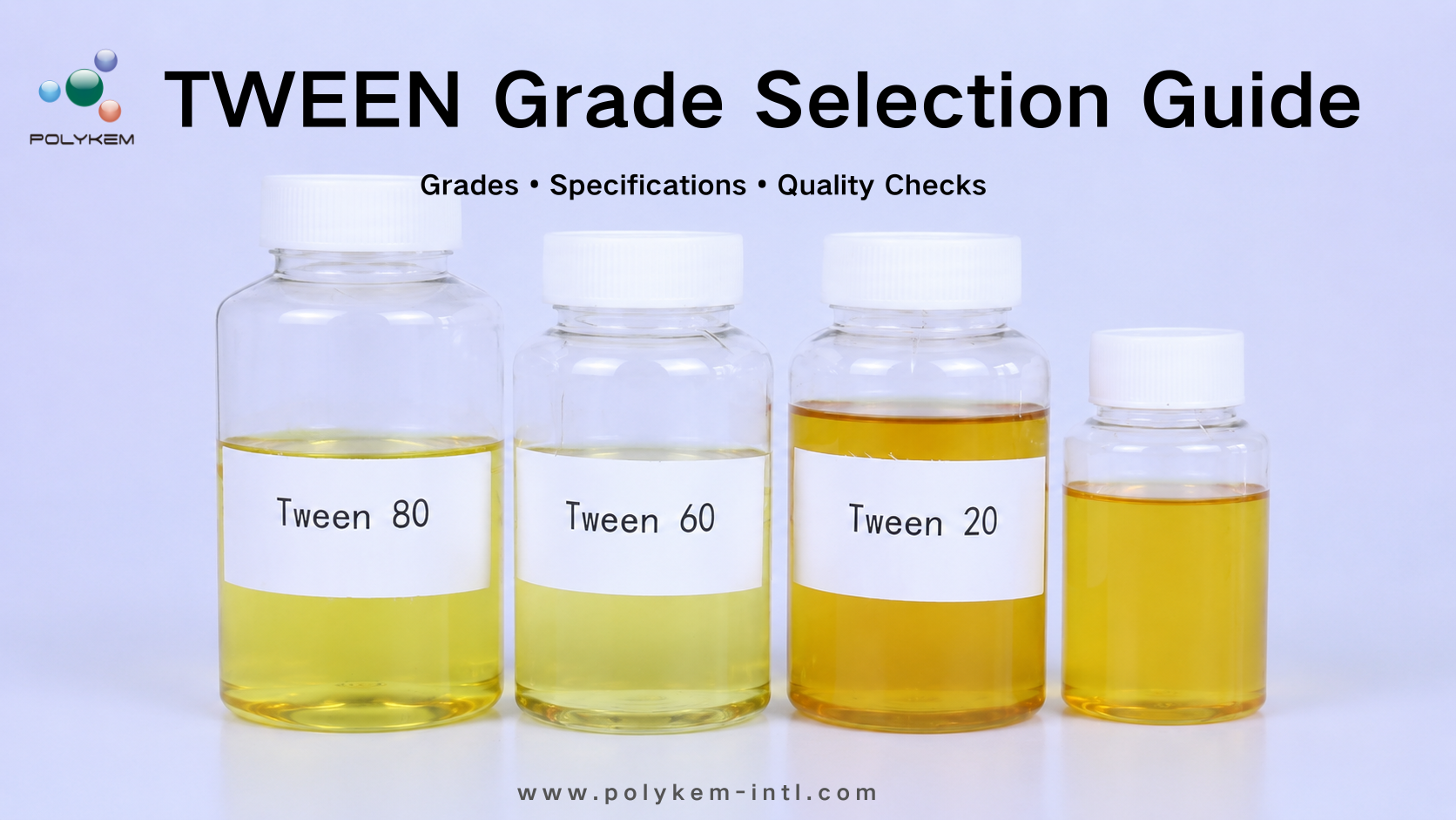 Polyoxythylene Sorbitan Fatty acid Ester (TWEEN) सोर्सिंग गाइड: ग्रेड, स्पेसिफिकेशन्स आणि क्वालिटी चेक
